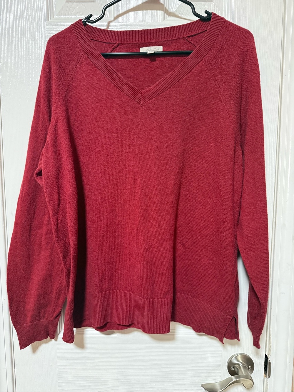 Lucky Brand Women's V-Neck Sweater in Deep Red